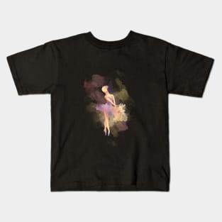 Purple And Pink Watercolor Ballerina Kids T-Shirt